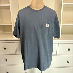 Carhartt Mens Gray Pocket T Shirt Size L Original Fit Short Sleeve Cotton Blend
